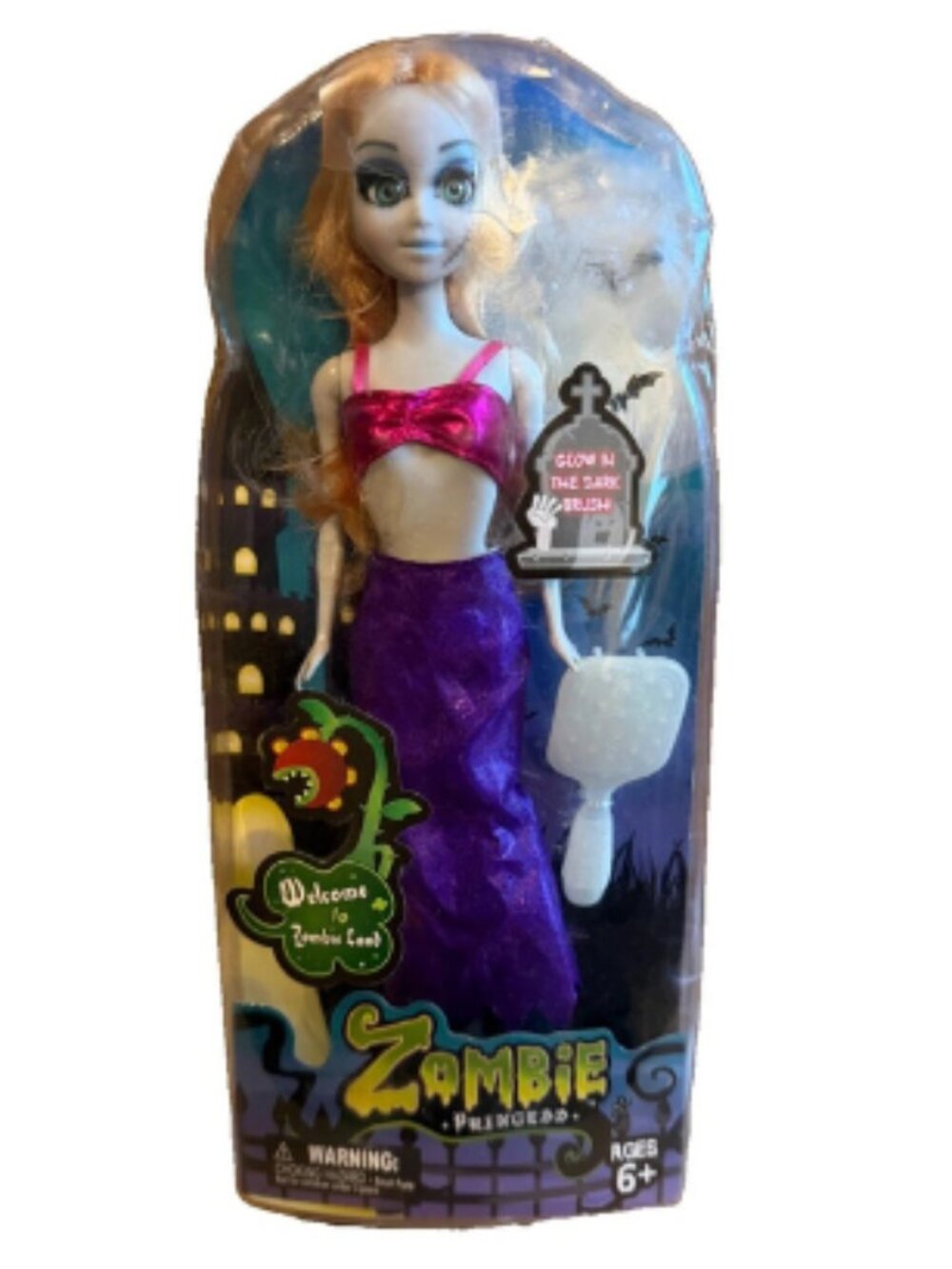 NOS Zombie Princess Ariel 11" Doll w/ Glow In The Dark Brush *Retired Rare